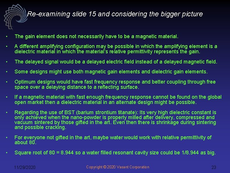 Re-examining slide 15 and considering the bigger picture • The gain element does not Re-examining slide 15 and considering the bigger picture • The gain element does not