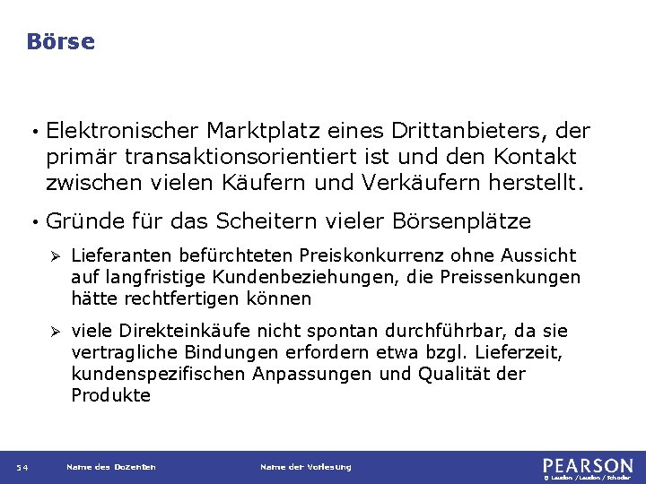 Börse 54 • Elektronischer Marktplatz eines Drittanbieters, der primär transaktionsorientiert ist und den Kontakt