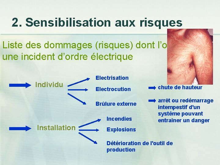 2. Sensibilisation aux risques Liste des dommages (risques) dont l’origine est une incident d’ordre