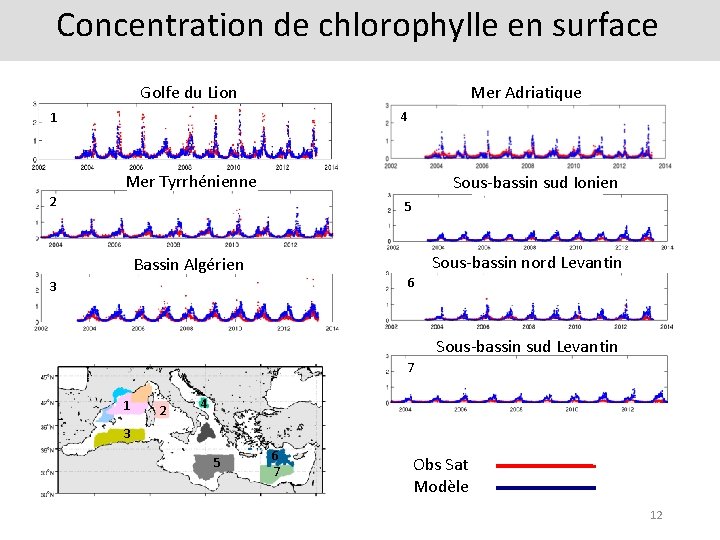 Concentration de chlorophylle en surface Golfe du Lion Mer Adriatique 4 1 Mer Tyrrhénienne