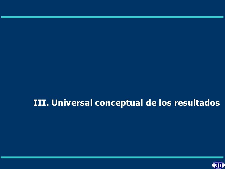 III. Universal conceptual de los resultados 30 