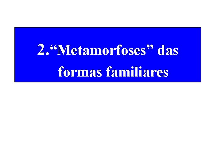 2. “Metamorfoses” das formas familiares 