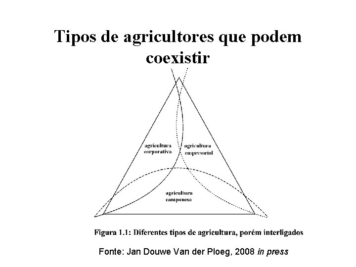 Tipos de agricultores que podem coexistir Fonte: Jan Douwe Van der Ploeg, 2008 in