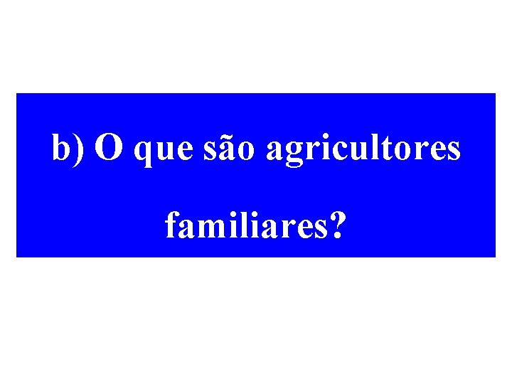 b) O que são agricultores familiares? 