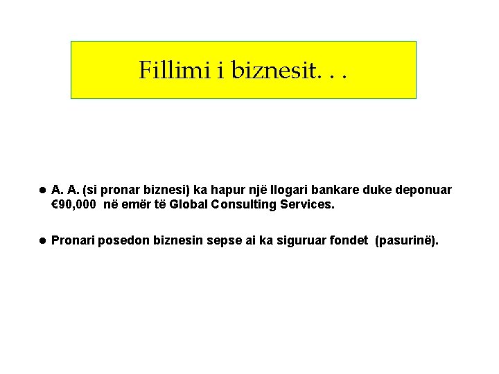 Fillimi i biznesit. . . l A. A. (si pronar biznesi) ka hapur një