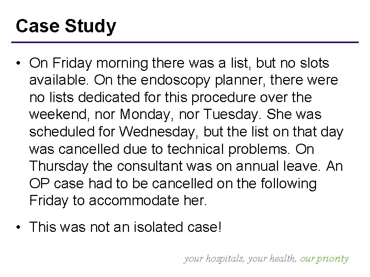 Case Study • On Friday morning there was a list, but no slots available.