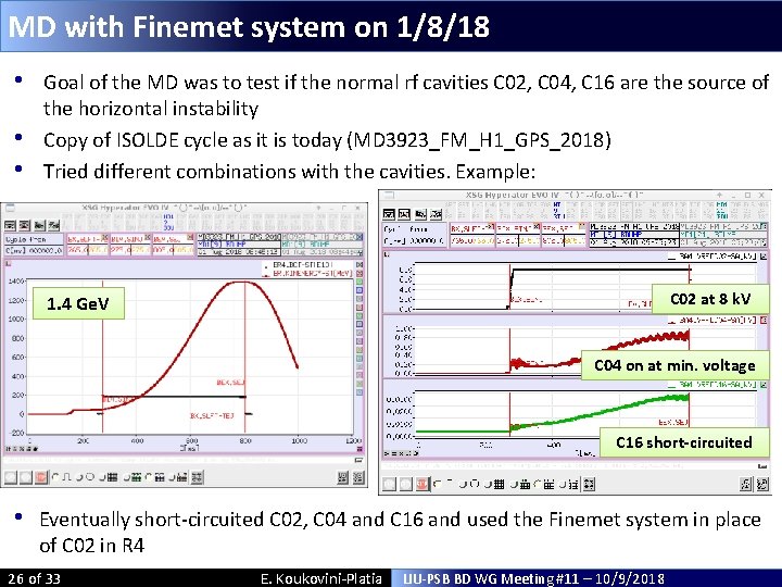 MD with Finemet system on 1/8/18 • • • Goal of the MD was MD with Finemet system on 1/8/18 • • • Goal of the MD was