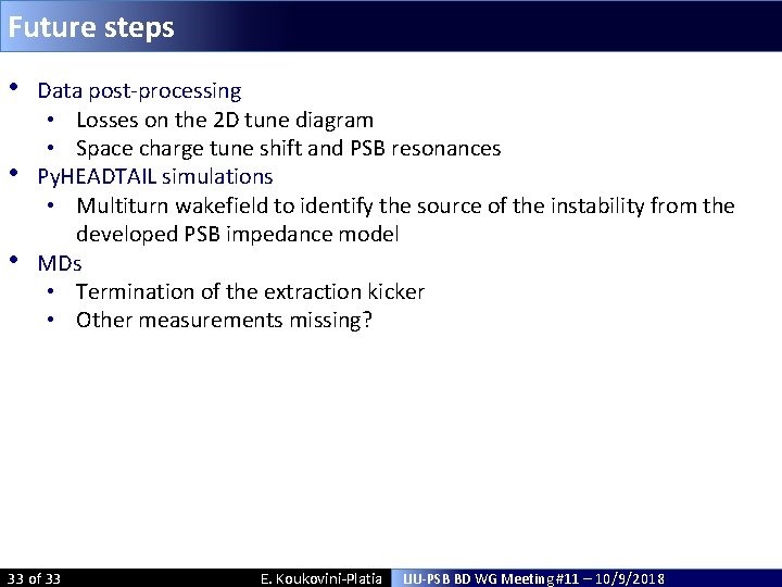 Future steps • • • Data post-processing • Losses on the 2 D tune Future steps • • • Data post-processing • Losses on the 2 D tune