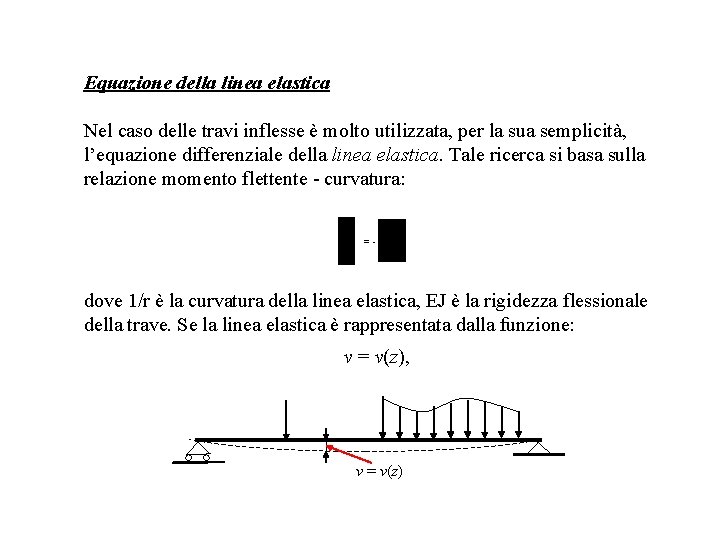 Equazione della linea elastica Nel caso delle travi inflesse è molto utilizzata, per la