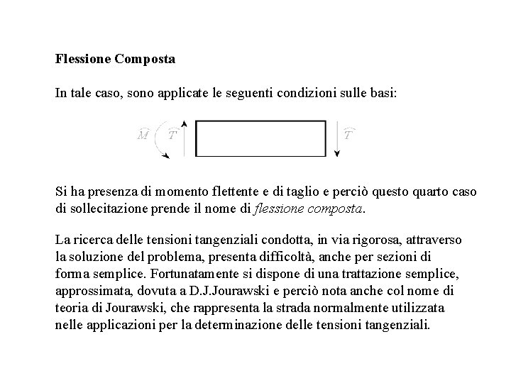 Flessione Composta In tale caso, sono applicate le seguenti condizioni sulle basi: Si ha