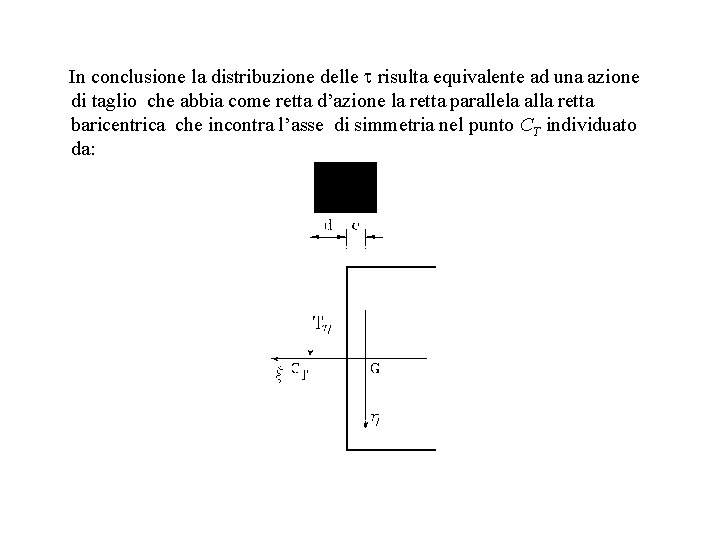  In conclusione la distribuzione delle t risulta equivalente ad una azione di taglio