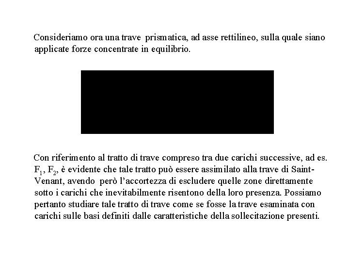  Consideriamo ora una trave prismatica, ad asse rettilineo, sulla quale siano applicate forze