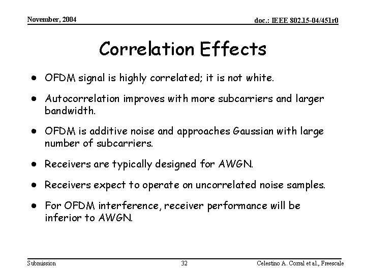 November, 2004 doc. : IEEE 802. 15 -04/451 r 0 Correlation Effects · OFDM