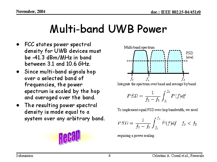 November, 2004 doc. : IEEE 802. 15 -04/451 r 0 Multi-band UWB Power ·