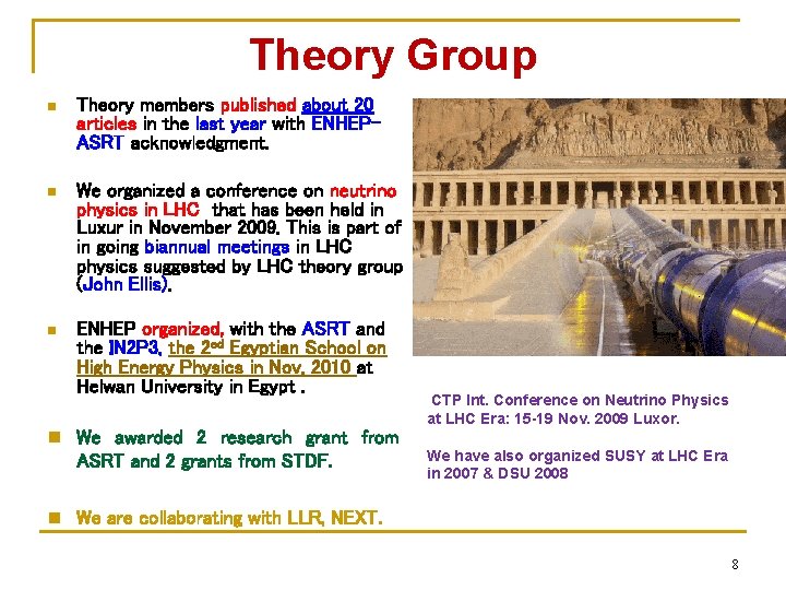 Theory Group n Theory members published about 20 articles in the last year with