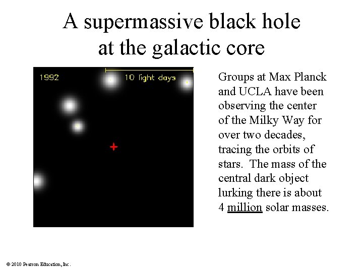 A supermassive black hole at the galactic core Groups at Max Planck and UCLA