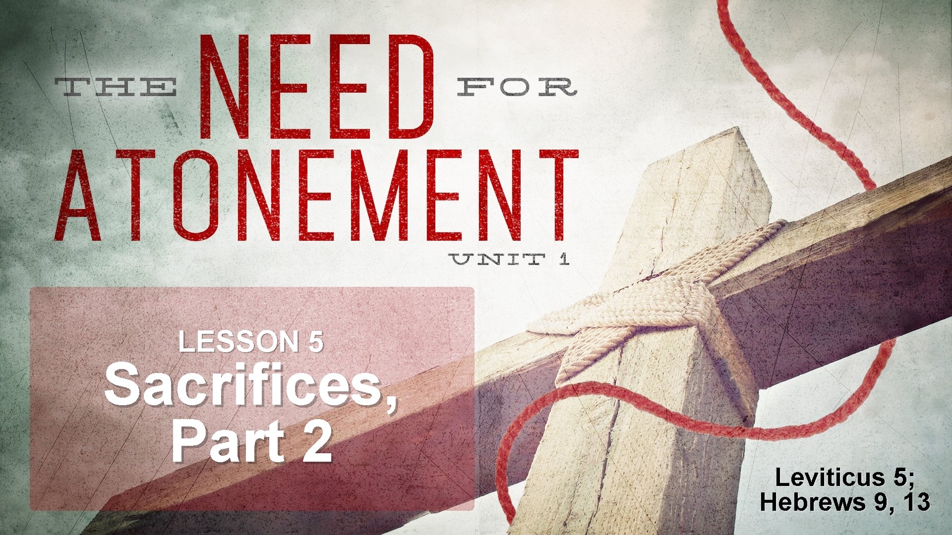 LESSON 5 Sacrifices, Part 2 Leviticus 5; Hebrews 9, 13 