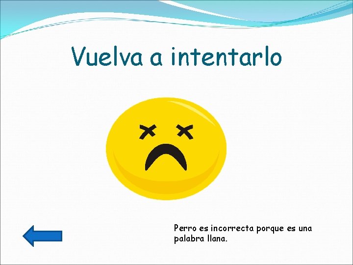 Vuelva a intentarlo Perro es incorrecta porque es una palabra llana. 