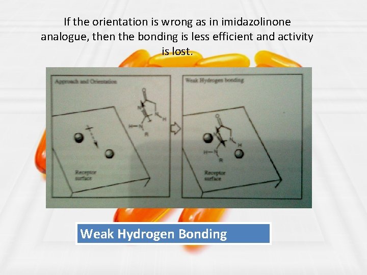 If the orientation is wrong as in imidazolinone analogue, then the bonding is less