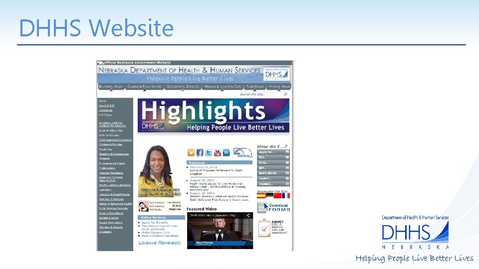 DHHS Website Helping People Live Better Lives 