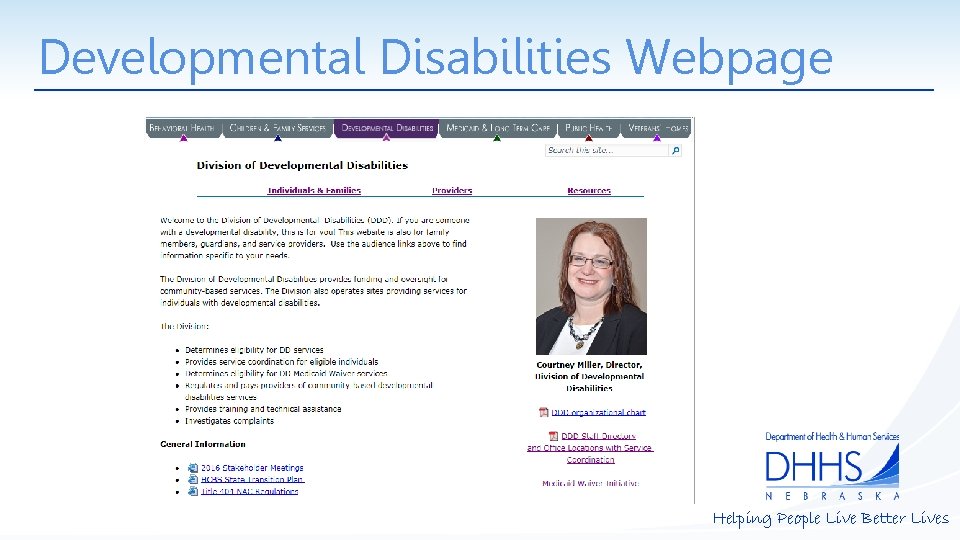 Developmental Disabilities Webpage Helping People Live Better Lives 
