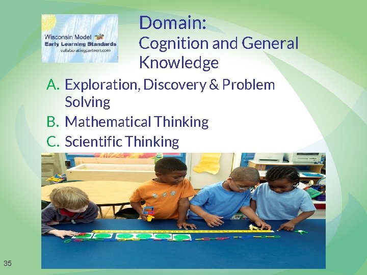 Domain: Cognition and General Knowledge A. Exploration, Discovery & Problem Solving B. Mathematical Thinking