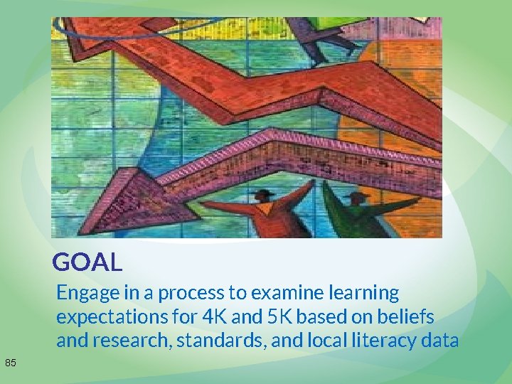 GOAL Engage in a process to examine learning expectations for 4 K and 5