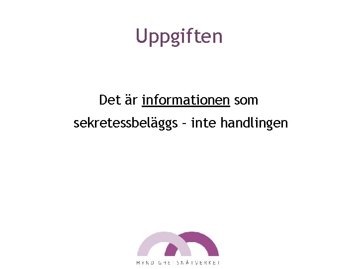 Uppgiften Det är informationen som sekretessbeläggs – inte handlingen 