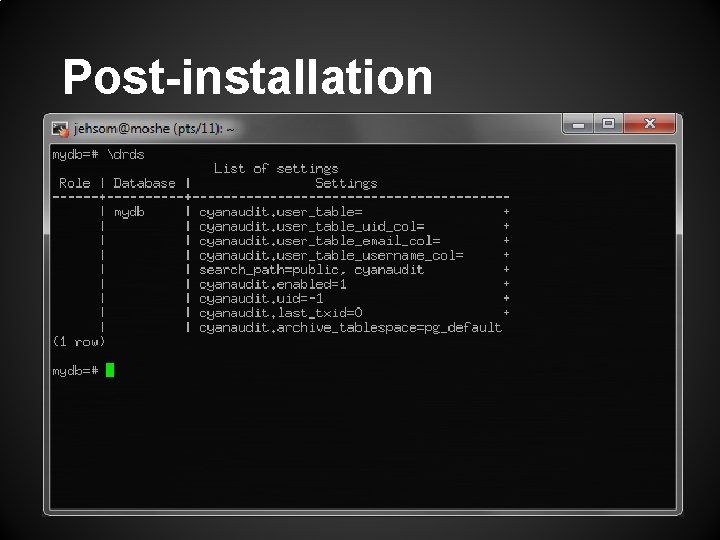 Post-installation 