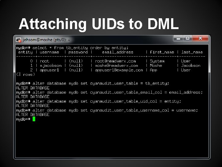 Attaching UIDs to DML 