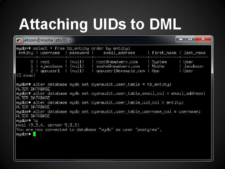Attaching UIDs to DML 