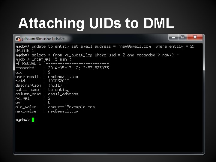 Attaching UIDs to DML 