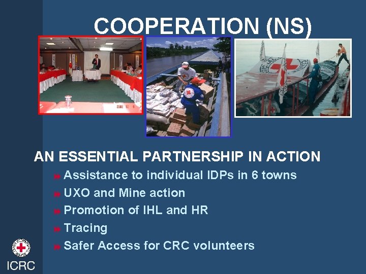 COOPERATION (NS) AN ESSENTIAL PARTNERSHIP IN ACTION 8 Assistance to individual IDPs in 6