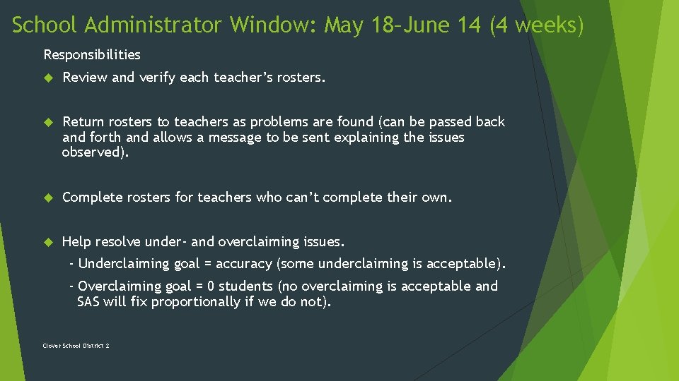 School Administrator Window: May 18–June 14 (4 weeks) Responsibilities Review and verify each teacher’s