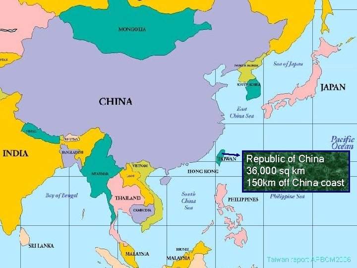 Republic of China 36, 000 sq km 150 km off China coast Taiwan report
