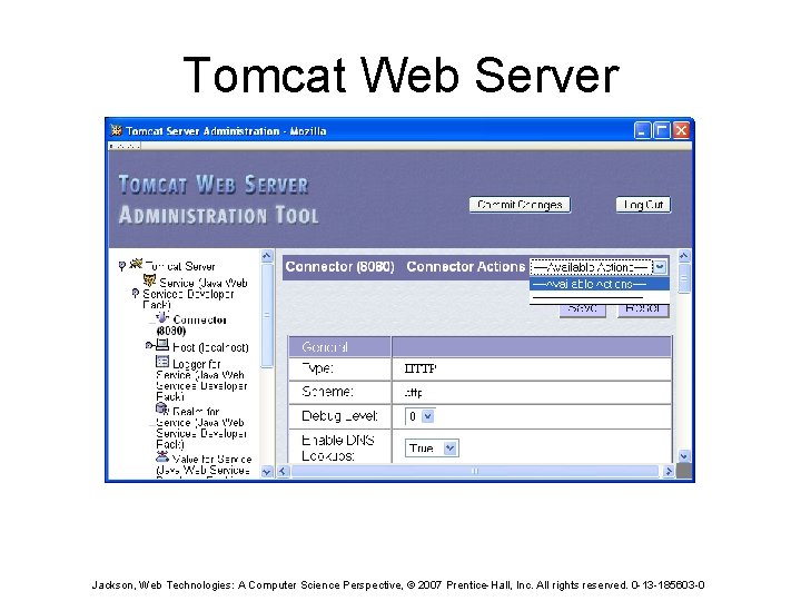 Tomcat Web Server Jackson, Web Technologies: A Computer Science Perspective, © 2007 Prentice-Hall, Inc.