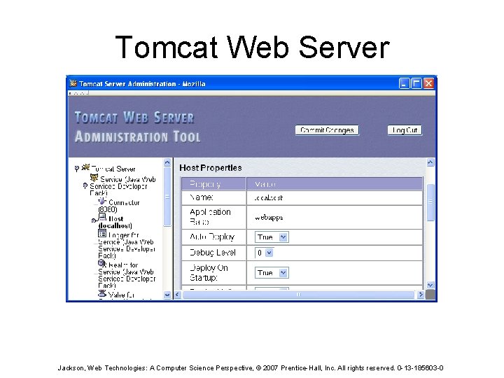 Tomcat Web Server Jackson, Web Technologies: A Computer Science Perspective, © 2007 Prentice-Hall, Inc.