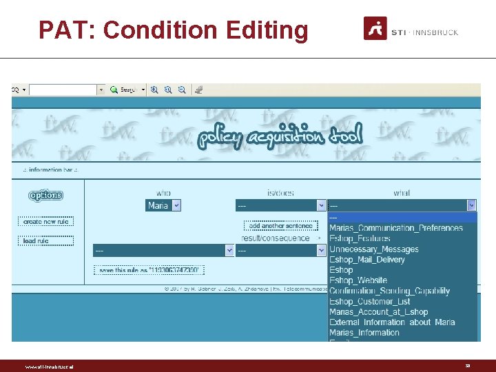 PAT: Condition Editing www. sti-innsbruck. at 38 