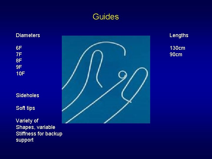 Guides Diameters Lengths 6 F 7 F 8 F 9 F 10 F 130