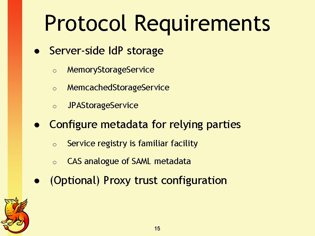 Protocol Requirements ● Server-side Id. P storage o Memory. Storage. Service o Memcached. Storage.