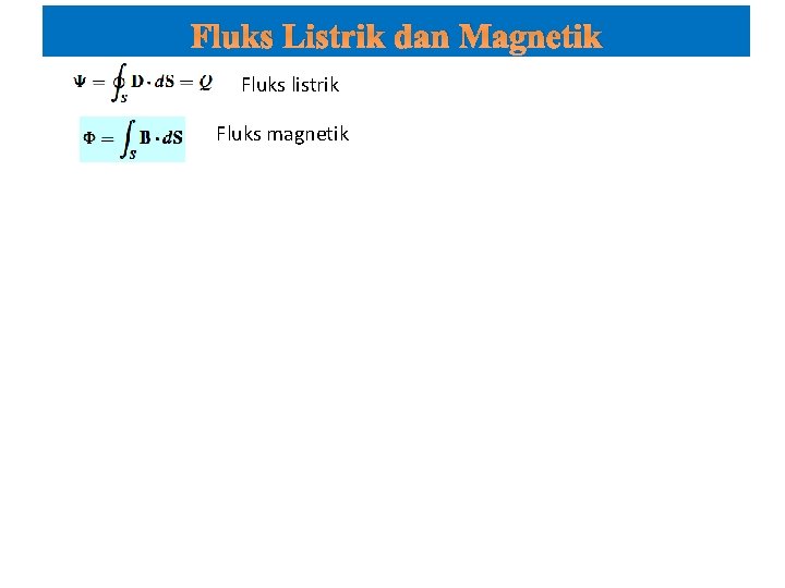 Fluks Listrik dan Magnetik Fluks listrik Fluks magnetik 