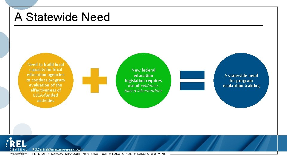 A Statewide Need to build local capacity for local education agencies to conduct program