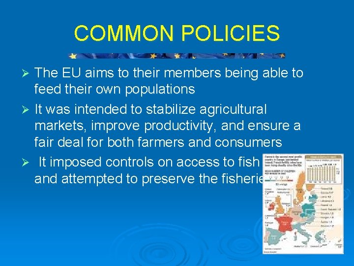 COMMON POLICIES The EU aims to their members being able to feed their own