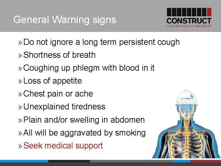 General Warning signs » Do not ignore a long term persistent cough » Shortness