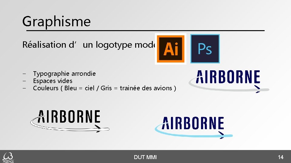 Graphisme Réalisation d’un logotype moderne : − − − Typographie arrondie Espaces vides Couleurs