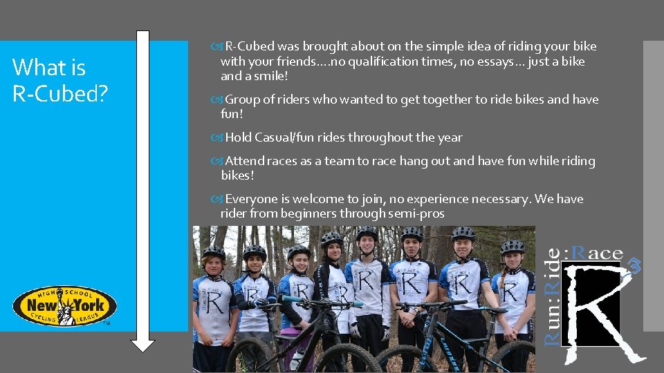 What is R-Cubed? R-Cubed was brought about on the simple idea of riding your