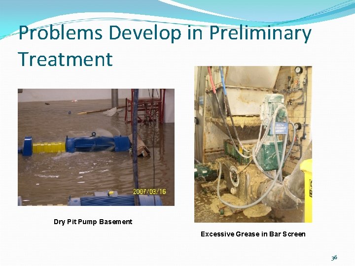 Problems Develop in Preliminary Treatment Dry Pit Pump Basement Excessive Grease in Bar Screen