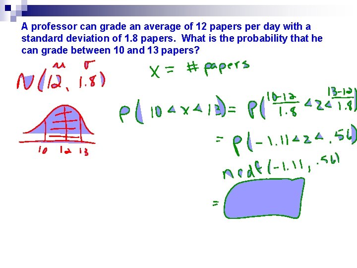 A professor can grade an average of 12 papers per day with a standard