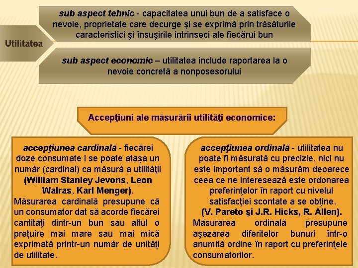 Utilitatea sub aspect tehnic - capacitatea unui bun de a satisface o nevoie, proprietate