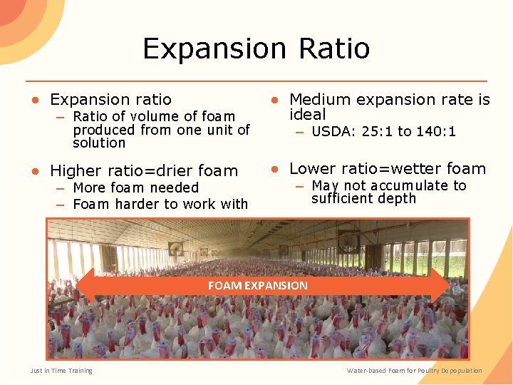Expansion Ratio ● Expansion ratio – Ratio of volume of foam produced from one